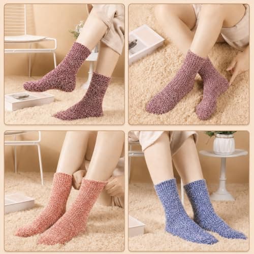 NWDEY 5 Pairs Thermal Socks for Women, Wool Warm Knitting Ladies Socks — view 2