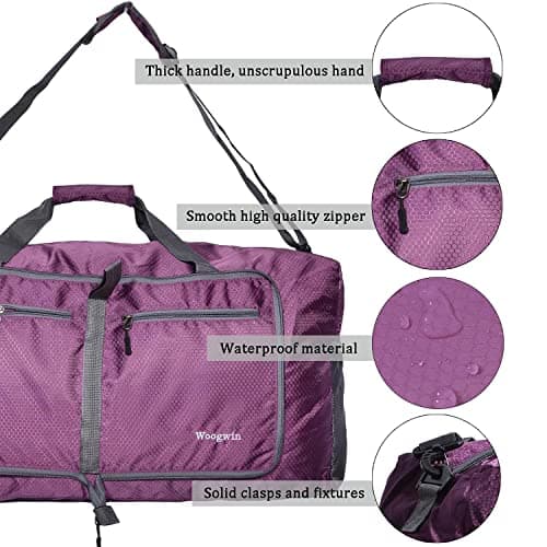 ehsbuy 60L Foldable Travel Duffle Bags for Men Women Large Holdall Waterproof Overnight Weekend Bags for Gym Luggage — view 4