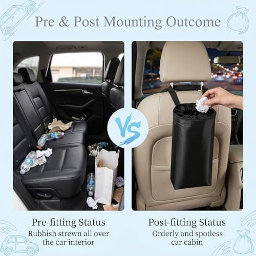2 Pack Car Trash Bag,Hanging Washable Back Seat Car Garbage Bag,Black Collapsible Interior Seatback Rubbish Bags,Generic Vehicle-Mounted Storage Pocket,For Automotive Easy Maintenance And Keep Hygiene — view 4