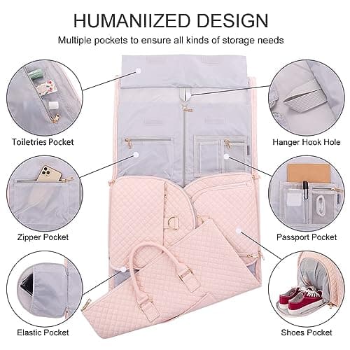 Convertible Leather Garment Bag for Women - 2 in 1 Hanging Suitcase With Shoe Pouch and Travel Duffle — view 3