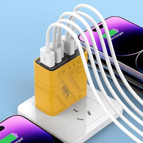 USB Charger - 65W 5 Ports Multi-Port Wall Charger with Type C Port | For Indoor Use Home Office Travel and Business — view 6