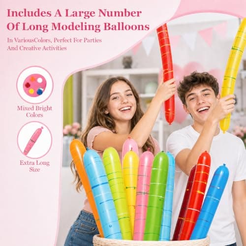 50 Pack Rocket Balloons Flying Party Toy Set – Colourful Long Air Powered Inflatable Fun Balloons for Family Games, Birthday Party Bag Fillers, Festival & Outdoor Entertainment — view 3