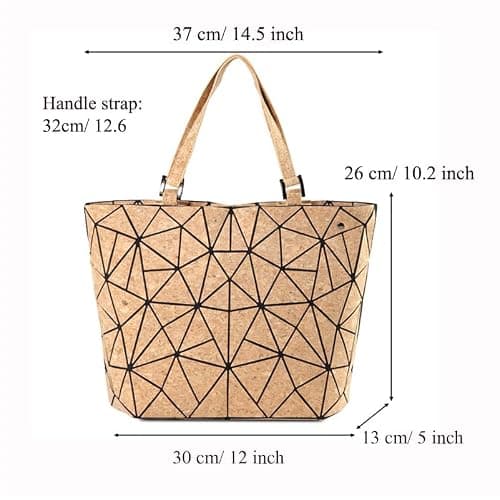 Geometric Tote Bag - Cork Handbag Top Handle Shoulder Summer Beach Bag — view 4