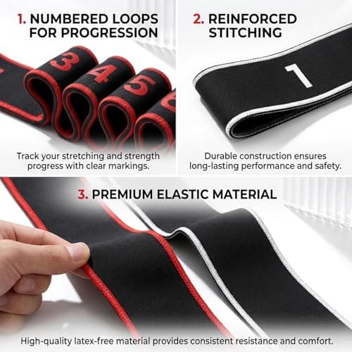 2 PCS Yoga Straps for Stretching, Resistance Bands for Stretching, Elastic Fitness Resistance Bands with Adjustable Loops for Home, Gym and Travel Use — view 3