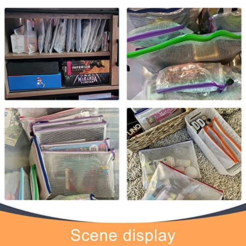 A4 Plastic Wallets 12 Pcs Zip Lock Bags Document Wallet File Folders Plastic Pockets with Zipper for School Office Homework Travel,Puzzles Cosmetics Cross Stitch and Games Storage — view 4