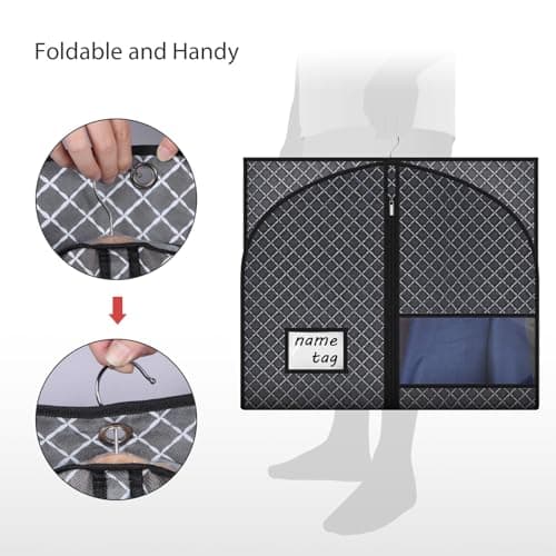 Univivi Garment Bag, 40 inch Suit Bag for Storage, 5 Pack, Black — view 6