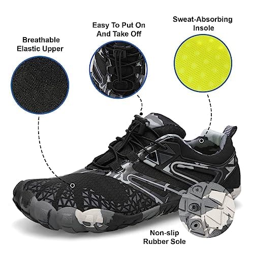 XIHALOOK Mens Womens Womens Hiking Shoes Quick Dry Barefoot Walking Shoes Beach Hiking Kayaking Surfing Training Shoes, A Grey Black, 7/8 UK — view 3