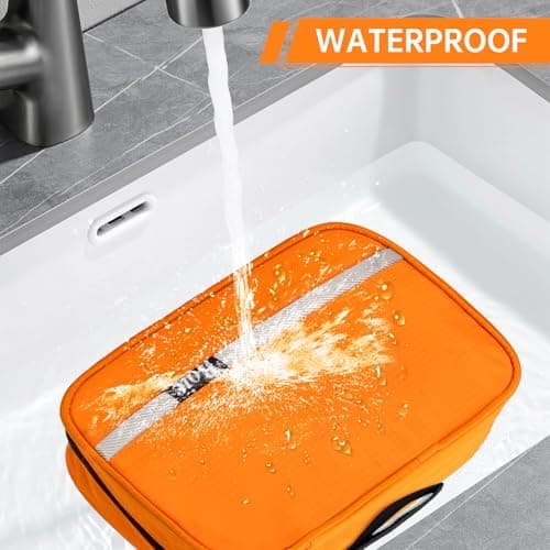 Boic Hanging Toiletry Bag Waterproof, Large Man Wash Bags for Men, Orange,L — view 3