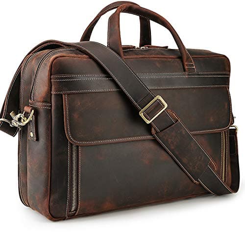 TIDING Genuine Leather Briefcase for Men 17" Laptop Bag Business Travel