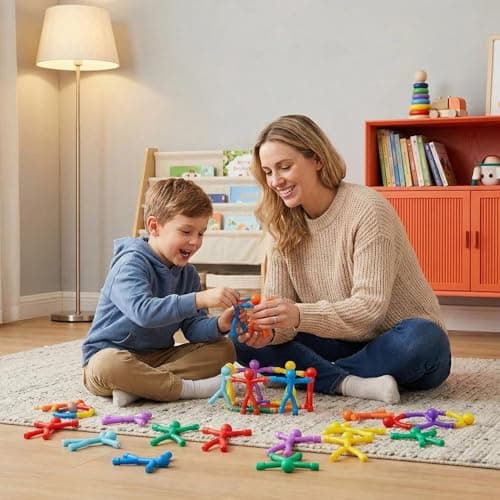 SiumPklay Magnetic Fidget Travel Toys for Kids - 12 Pc Mini Man Magnet Set with Hands & Feet Magnets in 10 Colours, Fun Sensory Toys, Fridge & Whiteboard Magnets, Durable 2.75" Inch Gifts — view 5