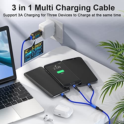 RAVIAD Multi Charger Cable, 3 in 1 Charger Cable 3A USB Fast Charging Cord — view 4