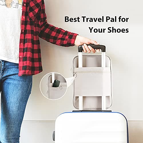 Hezelf Shoe Bag Holds 3 Pair of Shoes, Portable Shoe Storage Pouch for Travel and Daily Use, Travel Suitcase Shoe Organizer,Travel Accessories Essentials, Waterproof, Beige-L, Travel and Daily Use — view 4