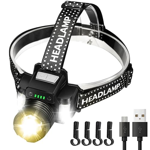 DARKBEAM LED Head Torch 2000 Lumen USB Rechargeable Super Bright Warm