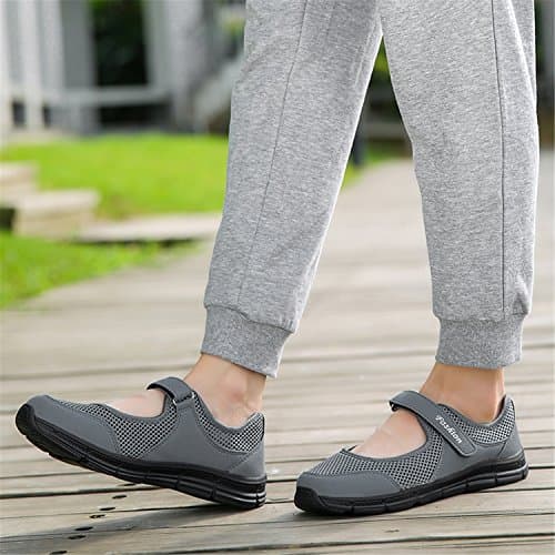 Kimily-UK Comfortable Women Shoes Outdoor Flying Woven Sport Shoes Breathable Flat Bottom Sneakers Rocking Work Shoes Girlfriend and Family Birthday Gift Dark Gray — view 4