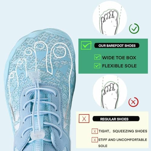 Hike Barefoot Shoes for Men and Women with Wide Toe Box, Healthy & Non-Slip Breathable Barefoot Water Shoes, Beach, Pool, Aqua, Swimming, Surfing, Hiking, Walking Shoes, sky blue, 38.5/39.5 EU — view 4