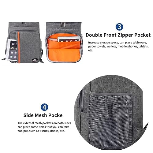 Skexiod Cooler Backpack Insulated Lunch Bag 18L Large Capacity Waterproof Picnic Backpack Womens Mens Hot/Cold Freezer Bags Food Container for Travel/Hiking/Beach/School/Camping/BBQ — view 4