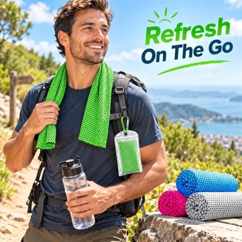 4PCS Gym Towels for Women, Gym Towel Men, Microfibre Towel Set with Carry Pouches and Clips for Fitness, Travel, Swimming and Outdoor Use — view 5