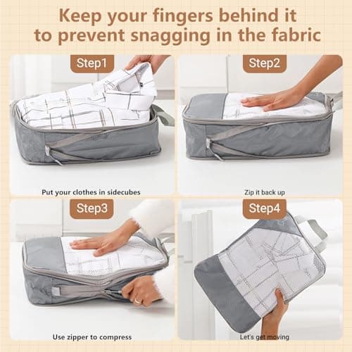 ChioSun Compression Packing Cubes, 7 PCS Ultralight Packing Cubes,Grey — view 4
