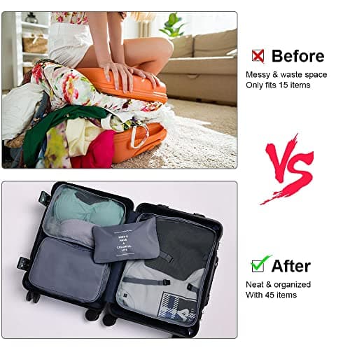 OSDUE Packing Cubes for Suitcase, 8 PCS Travel Organiser Packing Bags Lightweight Waterproof Luggage Packing Organizers for Clothes Shoes, Travel Accessories, Grey — view 6