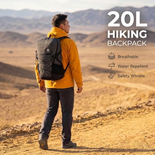 XENLYN GEAR Travel Backpack for Men Women, 20L Lightweight Hiking Backpack Waterproof Daypack, Durable Outdoor Rucksack for Trekking, Camping, Flying & Commuting - Breathable Ventilation System — view 2
