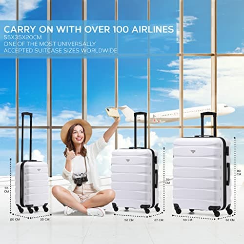 Flight Knight Set of 3 Lightweight 4 Wheel ABS Hard Case Suitcases Cabin & Hold Luggage Options Approved for Over 100 Airlines Including easyJet, British Airways, Ryanair, Jet2 & Many More — view 2