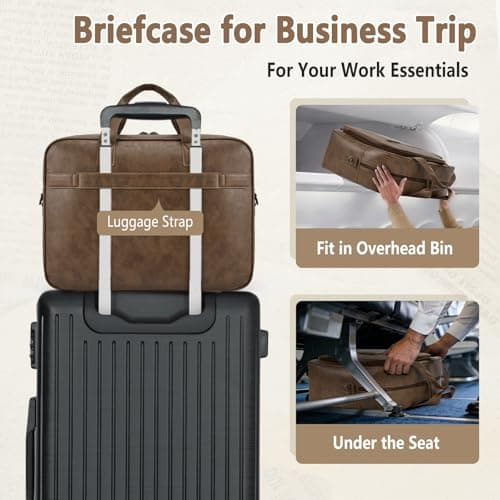 RAINSMORE 16 Inch Laptop Messenger Bag for Men, PU Leather Work Briefcase — view 6