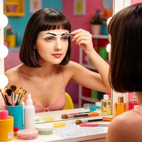 12 Piece Reusable Eyebrow Stencil Kit with Strap Tool — view 3