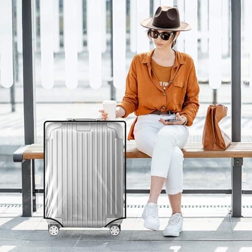 XCRPRT 2 PCS Clear PVC Suitcase Cover Protectors, 30 Inch Luggage Cover Protector Bag with Luggage Tag*2, Waterproof Suitcase Protective Cover, Travel Luggage Cover Elastic for Wheeled Suitcase 30'' — view 6