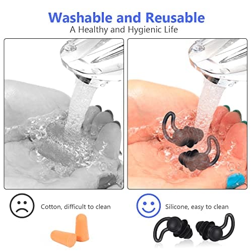 ACWOO Earplugs for Sleep, 2 Pieces Soft Silicone Ear Plugs, Noise Reduction Ear Plugs with Storage Container Box, Noise Cancelling Reusable Hearing Protection for Sleeping Snoring Working Traveling — view 6