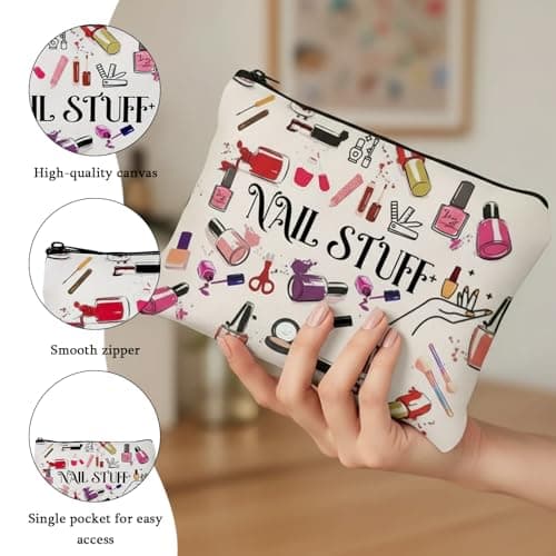 1PCS Nail Polish Organiser Bag Canvas Large Capacity 9x7in Portable Storage Case for Women Girls Manicurist DIY Travel Nail Accessories — view 3