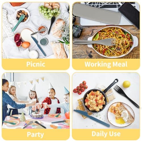 4 Pcs Camping Cutlery Set with Case, Reusable Travel Spoon Knife Fork — view 6