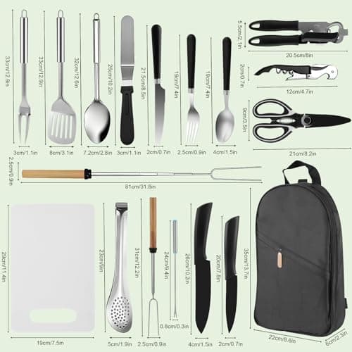 Camping Cooking Utensils Set, 27Pcs Camping Kitchen Utensils Organizer Travel Set, Kitchens Portable Cooking, Spoon, clip, fruit knife — view 3
