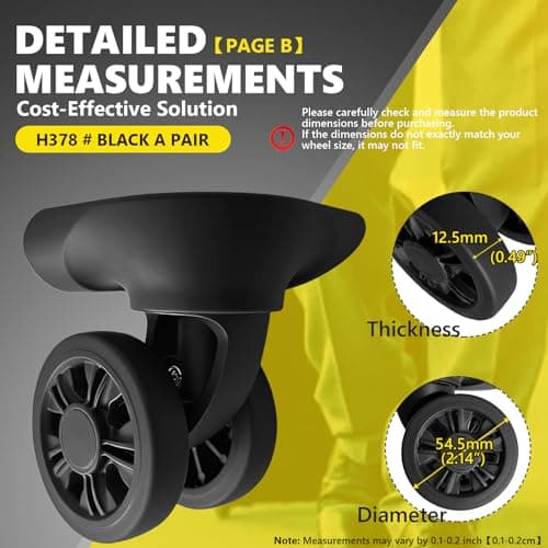 Tobeso-Nuoze Luggage Wheels Replacement Wheel for Luggage Suitcase Repair 360° Rotating Suitcase Replacement Wheels with 4 Mounting Holes H889 — view 3