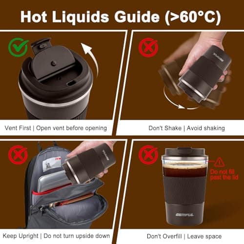 GEMFUL 380ml Insulated Travel Coffee Mug Stainless Steel Leak-Proof Cup — view 4