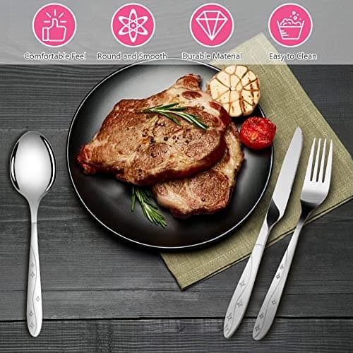 Vicloon 5PCS Camping Cutlery Set, Stainless Steel Flatware Set with Bottle Opener, Travel Cutlery Set Spoon Knife and Fork for Camping Picnic Office School Lunch (Rose Red) — view 4