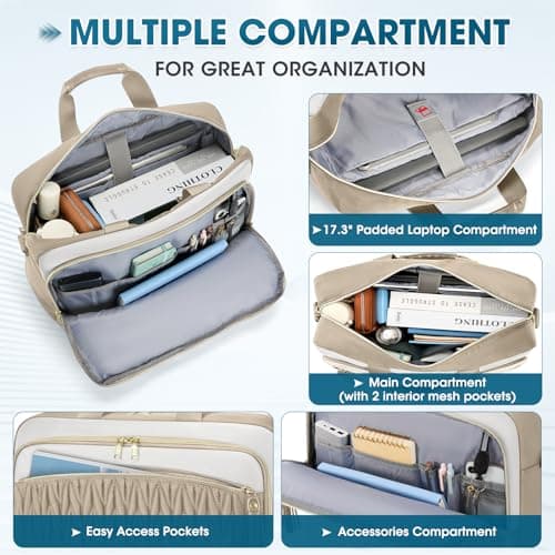 RAINSMORE 17.3 Inch Laptop Bag for Women Work Bag Large Briefcase — view 4