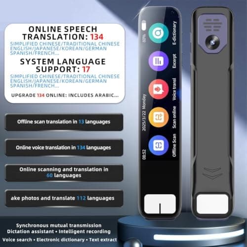 Translation Pen with Scan to Text Feature 13 Offline Languages Real Time Voice for translator for Students Travel Office Use(Black) — view 4