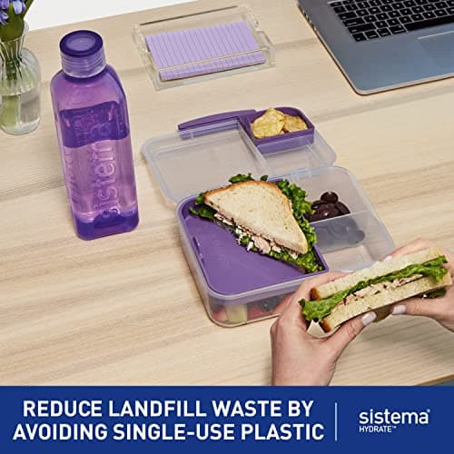 Sistema Square Sports Water Bottle | 725 ml | Leakproof Kids Water Bottle | BPA-Free | Assorted Colours (Not Selectable) | 1 Count — view 3