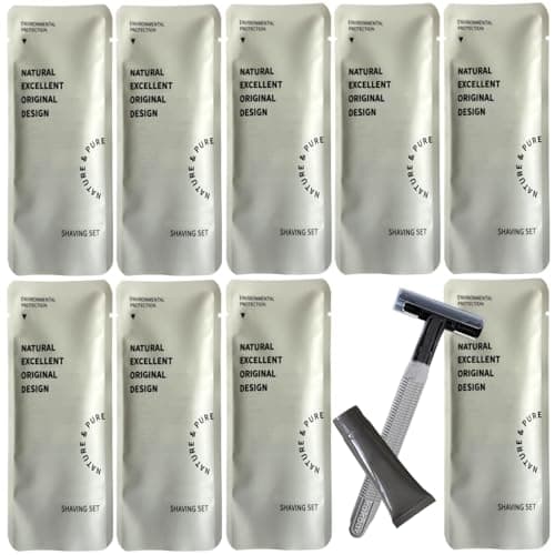 10Pack Sensitive Skin Travel Disposable Razors Kit Individually Wrapped; Eco-Friendly Manual Shaving Set with 10g Shave Cream; Hotel Shaving Razor for Travel,Home, Daily Use