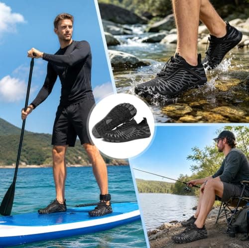 Hike Barefoot Shoes Womens Mens Walking Running Gym Trainers Wide Fit Non-Slip Lightweight Outdoor Swim Surf Water Shoes Black — view 2