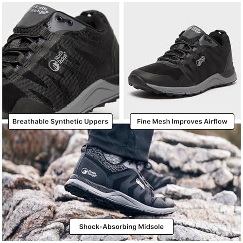 NORTH RIDGE Men's Pacer TR Trail Running Shoes, Waterproof, Recycled Polyester and Nylon Mesh Upper, High Traction Sole (Black, UK Footwear Size System, Adult, Men, Numeric, Medium, 7) — view 4