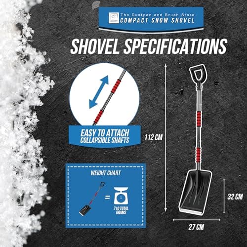 Travel Snow Shovel Heavy Duty with Detachable Multi Section Handle, Collapsible Snow Removal Tool for Car, Travel, Outdoor Camping, Garden etcs — view 3