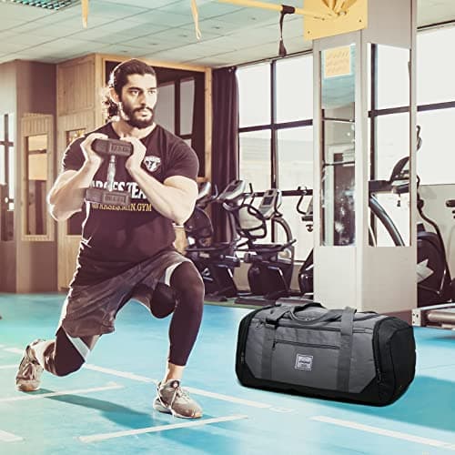 Laripwit Travel Duffle Bag for Men 40L Medium Gym Duffel Backpack with Shoe Compartment & Wet Pocket Sports Holdalls Women Weekend Overnight Bag for Traveling Camping, Grey — view 6