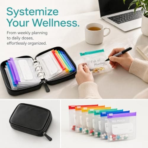A8 Waterproof Pill Organizer Set, A8 Color Coded Zippered Pill Pouches — view 5
