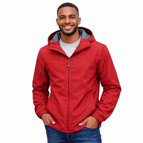 Blu Apparel Mens Waterproof Rain Jacket Premium Branded Walking Hiking Everyday wear Jacket Windproof (UK, Alpha, M, Regular, Regular, Red) — view 2