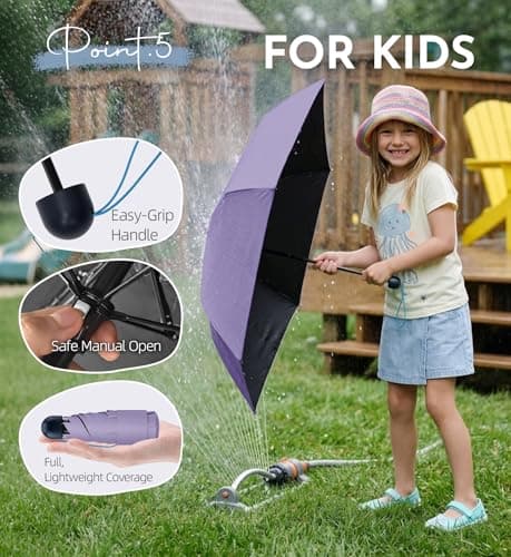 LILAC Compact Travel Umbrella for Purse, Mini Folding Pocket Parasol with Windproof Absorbent Sleeve, UPF 100+ UV Sun Protection, 30% Thickened Alloy Steel Shaft, Double Fiberglass Reinforced — view 5