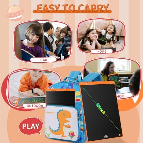 Genialba 10 inch LCD Writing Tablet Colorful Screen Drawing Board Toddler Toys Learning Educational Toys Gifts for Birthday for 2 3 4 5 6 Year Old Boys Girls (Orange) — view 4