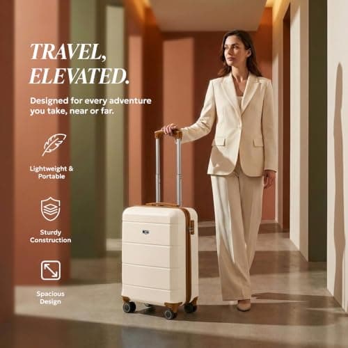 LUGG 20-Inch Jetset Lightweight Cabin Suitcase, ABS Hard Shell, Water-Resistant Carry-On Luggage, TSA-Approved Lock, 4 Spinner Wheels, 3-Step Telescopic Handle, EasyJet Overhead, 55 x 35 x 23 cm — view 2