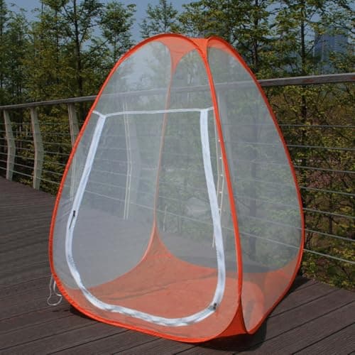 Buddhist Meditation Tent Single Mesh Net Temples Sit-in Free-Standing Shelter Cabana Tent, Quick Folding Outdoor Camping Mesh Inner Tent Ultra-Light Backpacking Tent for Yoga(Orange)