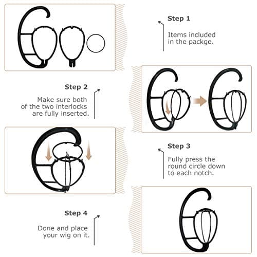 Dreamlover Portable Wig Hangers, Air Dry Wig Quickly, Black, 4 Sets — view 5